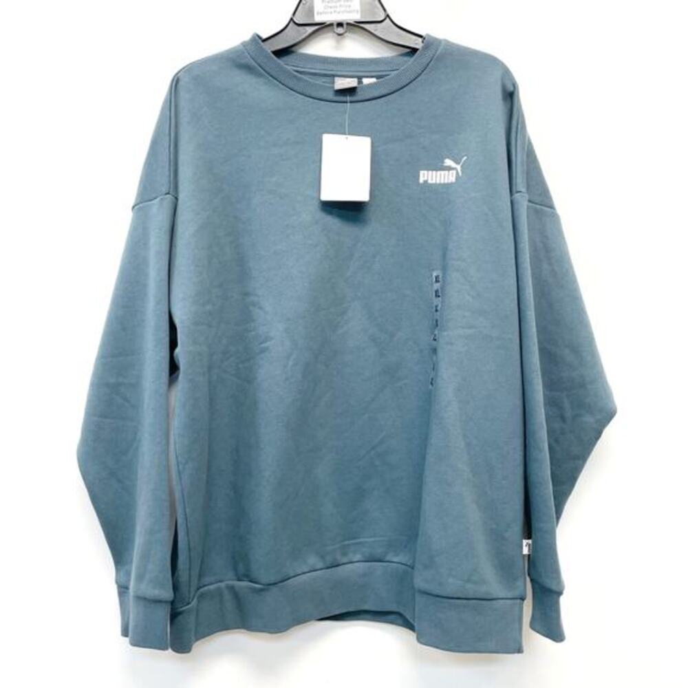Puma Women's Essentials Relaxed Fit Crew Neck Sweatshirt Blue Size XL